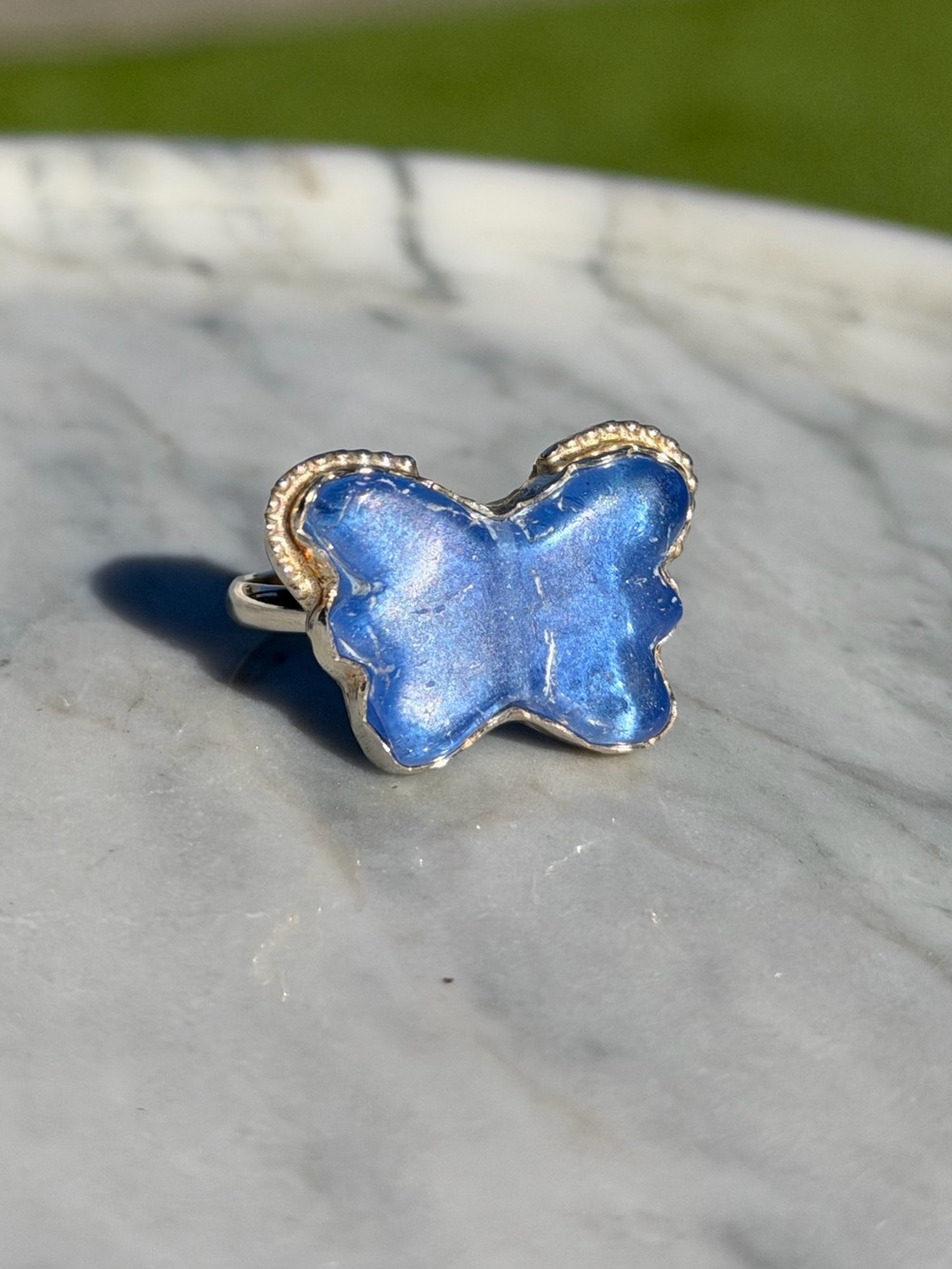 Sterling Silver Gemstone Butterfly Ring